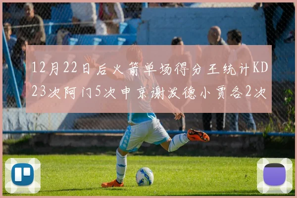 12月22日后火箭单场得分王统计KD23次阿门5次申京谢泼德小贾各2次